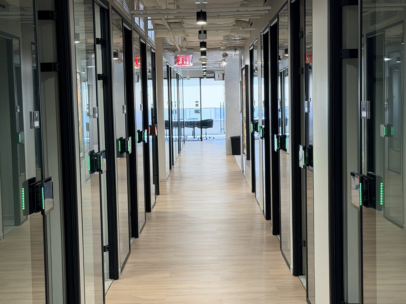 Door Tablet meeting room displays installed at Nakupuna's Arlington office using Microsoft 365 Government