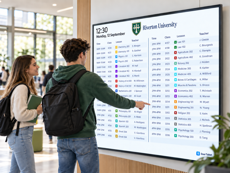 Door Tablet education room scheduling interface