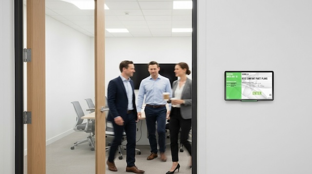 Source: Gemini 3. People walking out of meeting room 